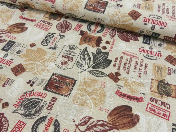 Dekodruck mit Kaffeemotiven auf Beige